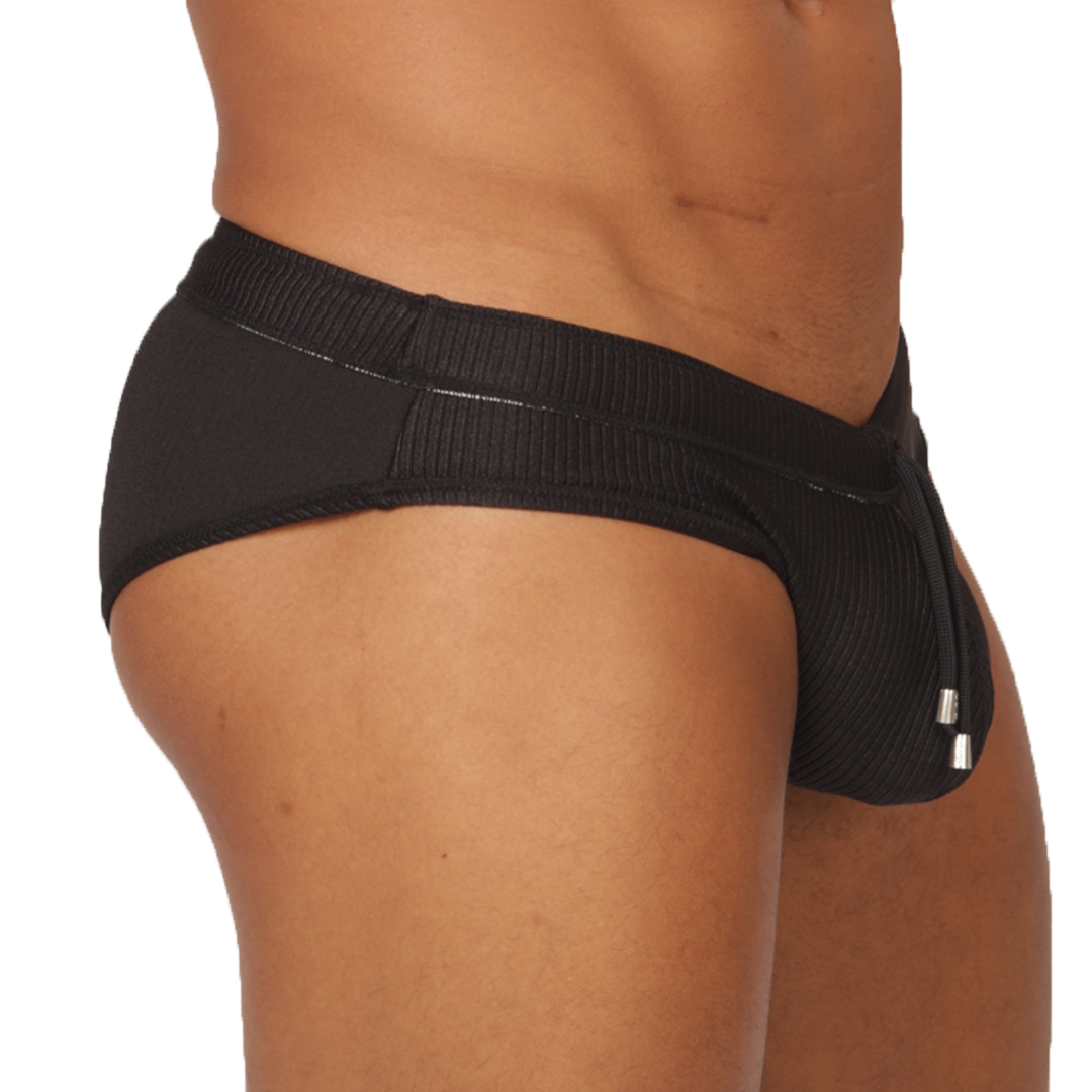 GLOW BLACK SWIMBRIEF - Bold Men's Brief with Contrasting Waistband