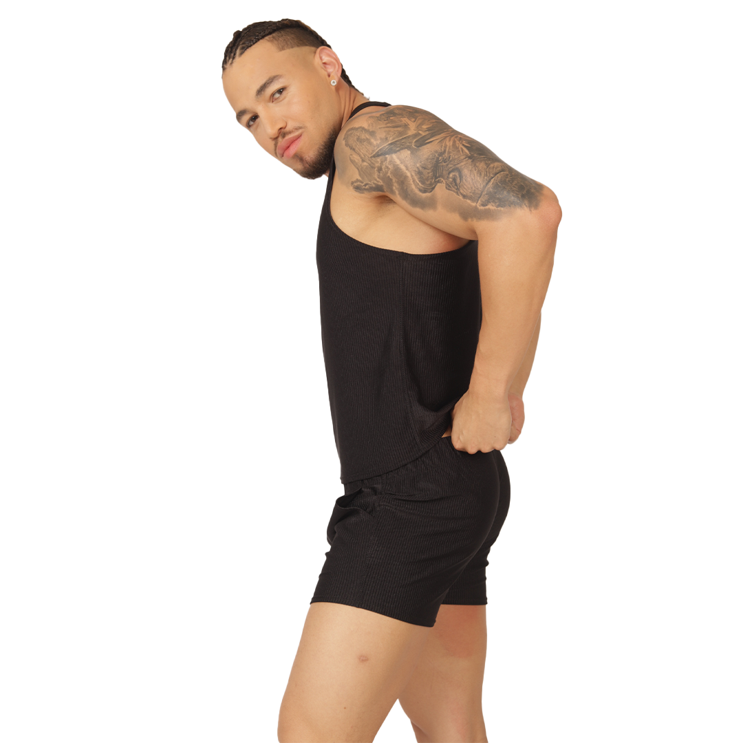 GLOW BLACK TANK - Men's Sports Tank Top in Trendy Colors