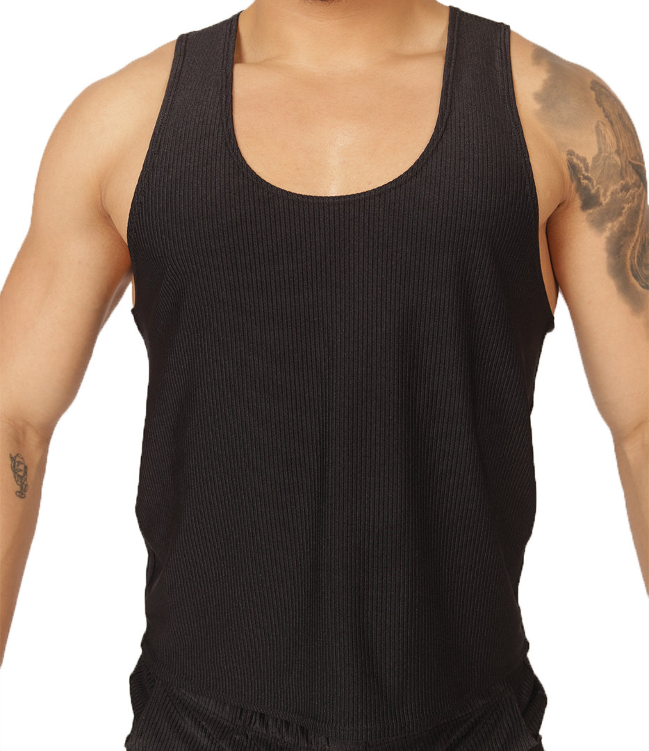 GLOW BLACK TANK - Men's Sports Tank Top in Trendy Colors