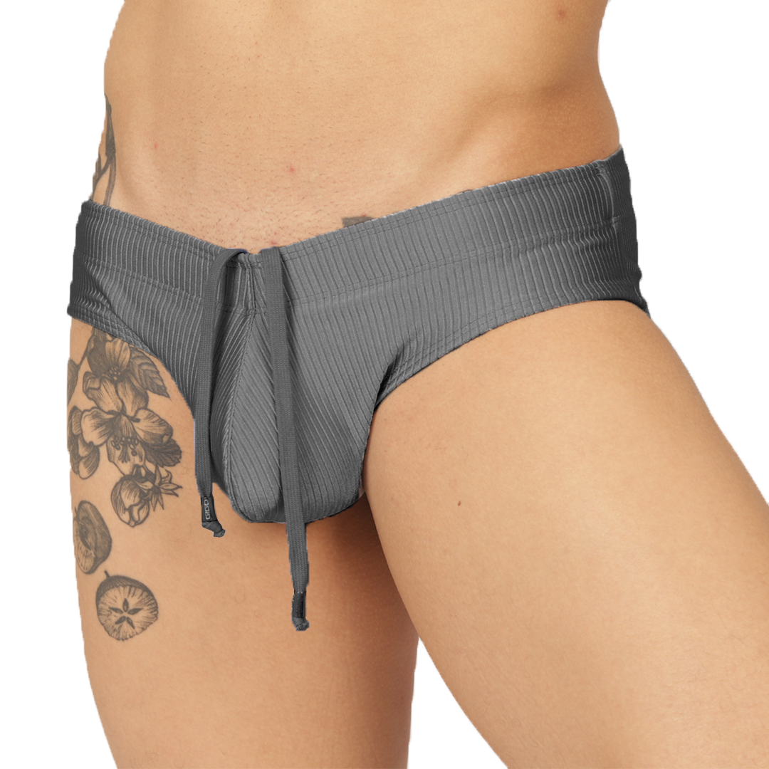 GLOW GRAY SWIMBRIEF - Sexy Men's Jockstrap with Contrast Waistband