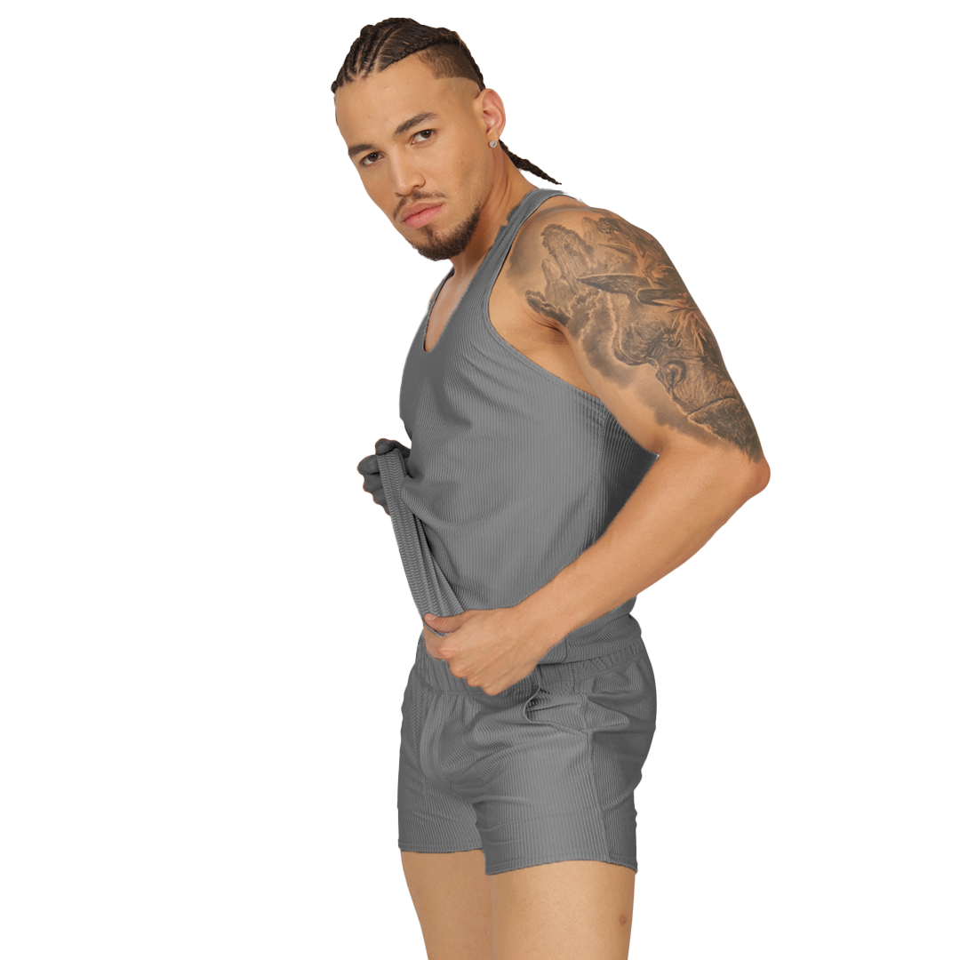 GLOW GRAY TANK - Men's Sports Tank Top in Trendy Colors