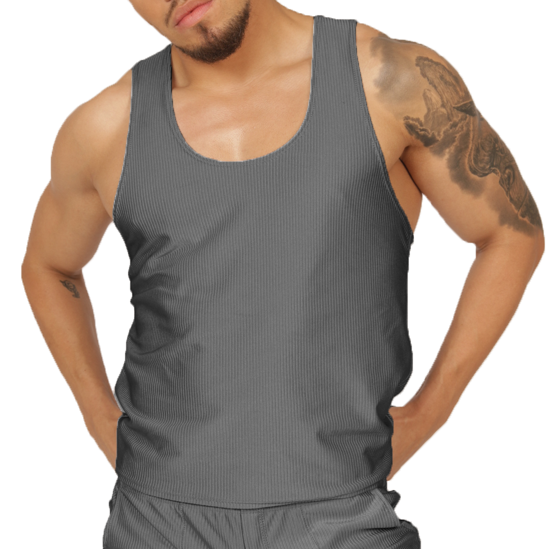 GLOW GRAY TANK - Men's Sports Tank Top in Trendy Colors