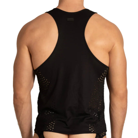 Hibrid Black Tank front view by Gigo Underwear