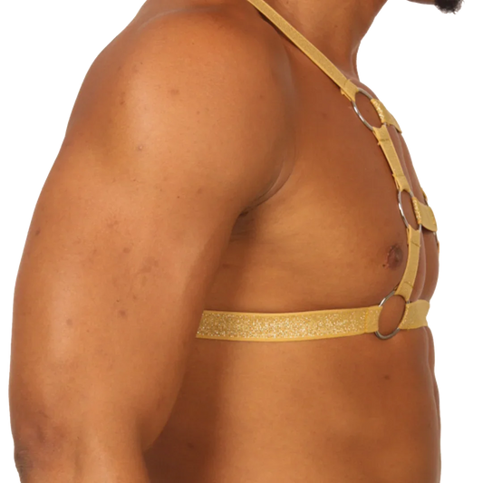 Hit Gold Harness front view by Gigo Underwear