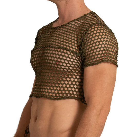 Hole Green Croop Top front view by Gigo Underwear