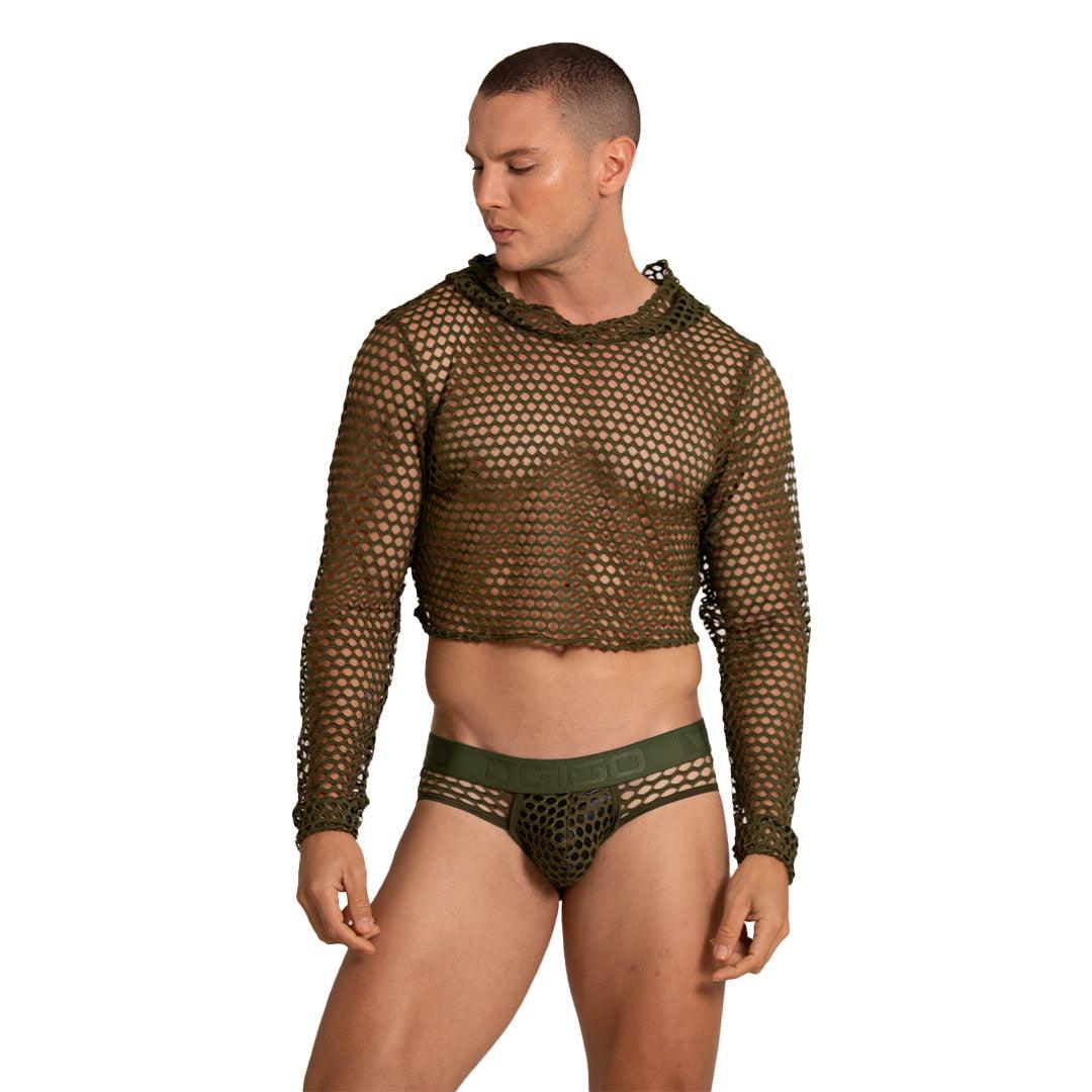 HOLE GREEN HOODY TSHIRT - Gigo Underwear & MensWear