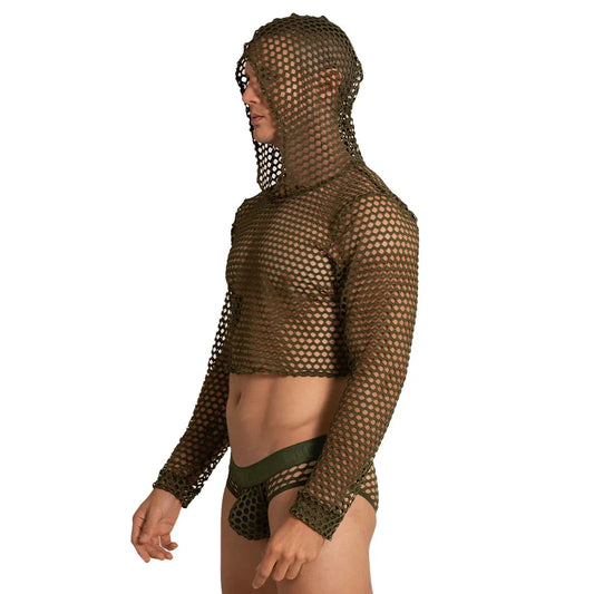 Hole Green Hoody Tshirt front view by Gigo Underwear