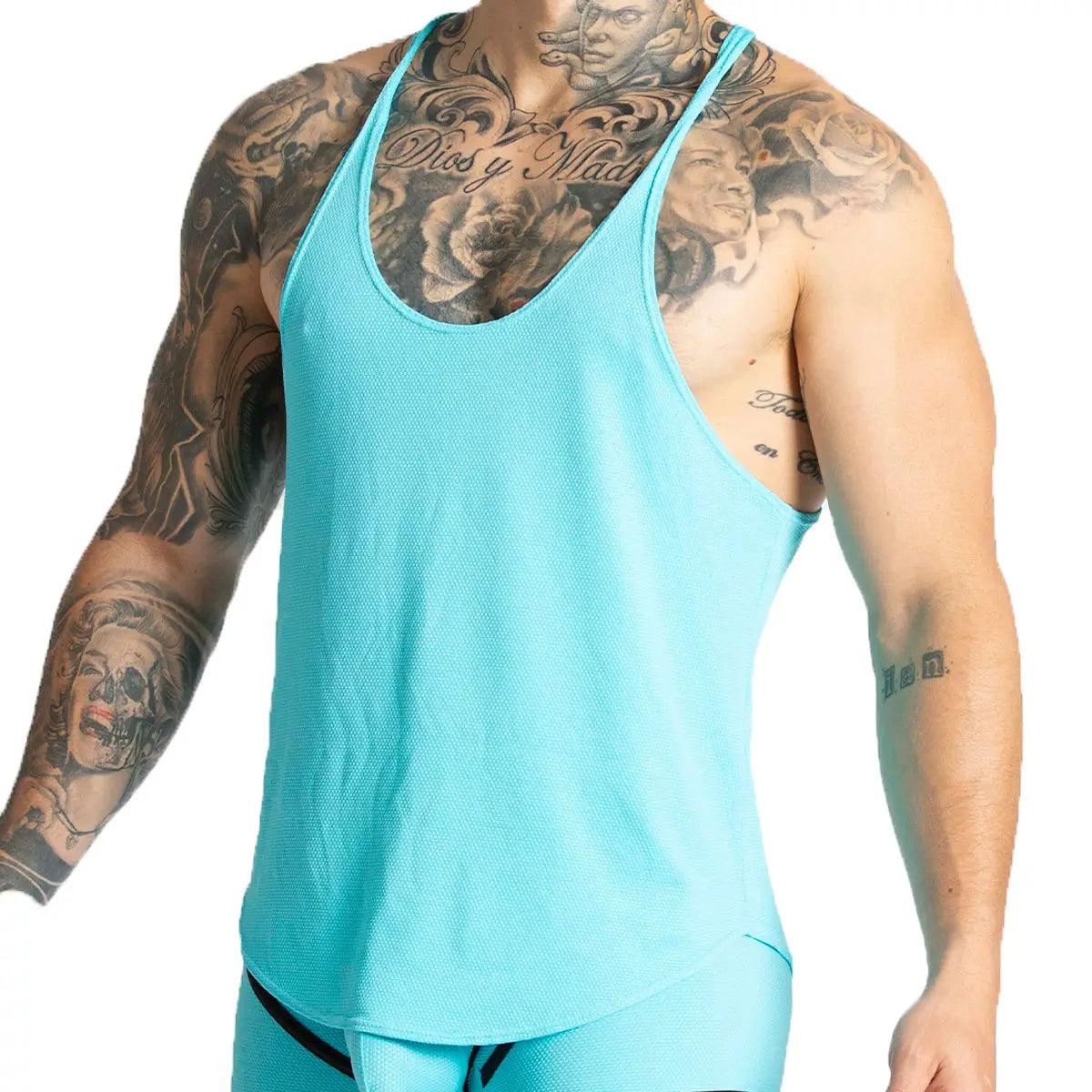 LEMON BLUE TANK - Gigo Underwear & MensWear