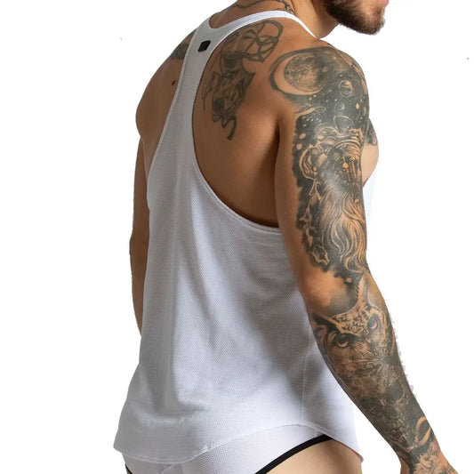 Lemon White Tank front view by Gigo Underwear