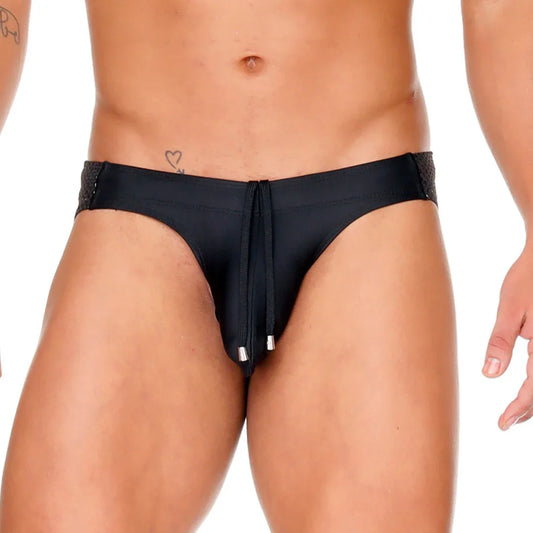 Morocco Black Swim Brief front view by Gigo Underwear
