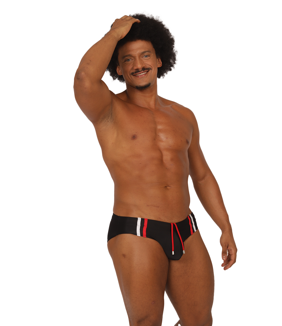NICE BLACK SWIMBRIEF - Bold Men's Brief with Contrasting Waistband
