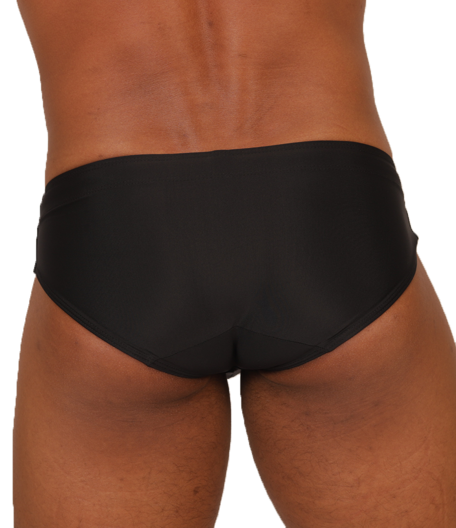 NICE BLACK SWIMBRIEF - Bold Men's Brief with Contrasting Waistband