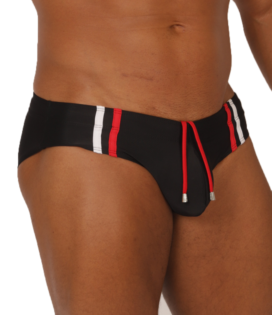 NICE BLACK SWIMBRIEF - Bold Men's Brief with Contrasting Waistband
