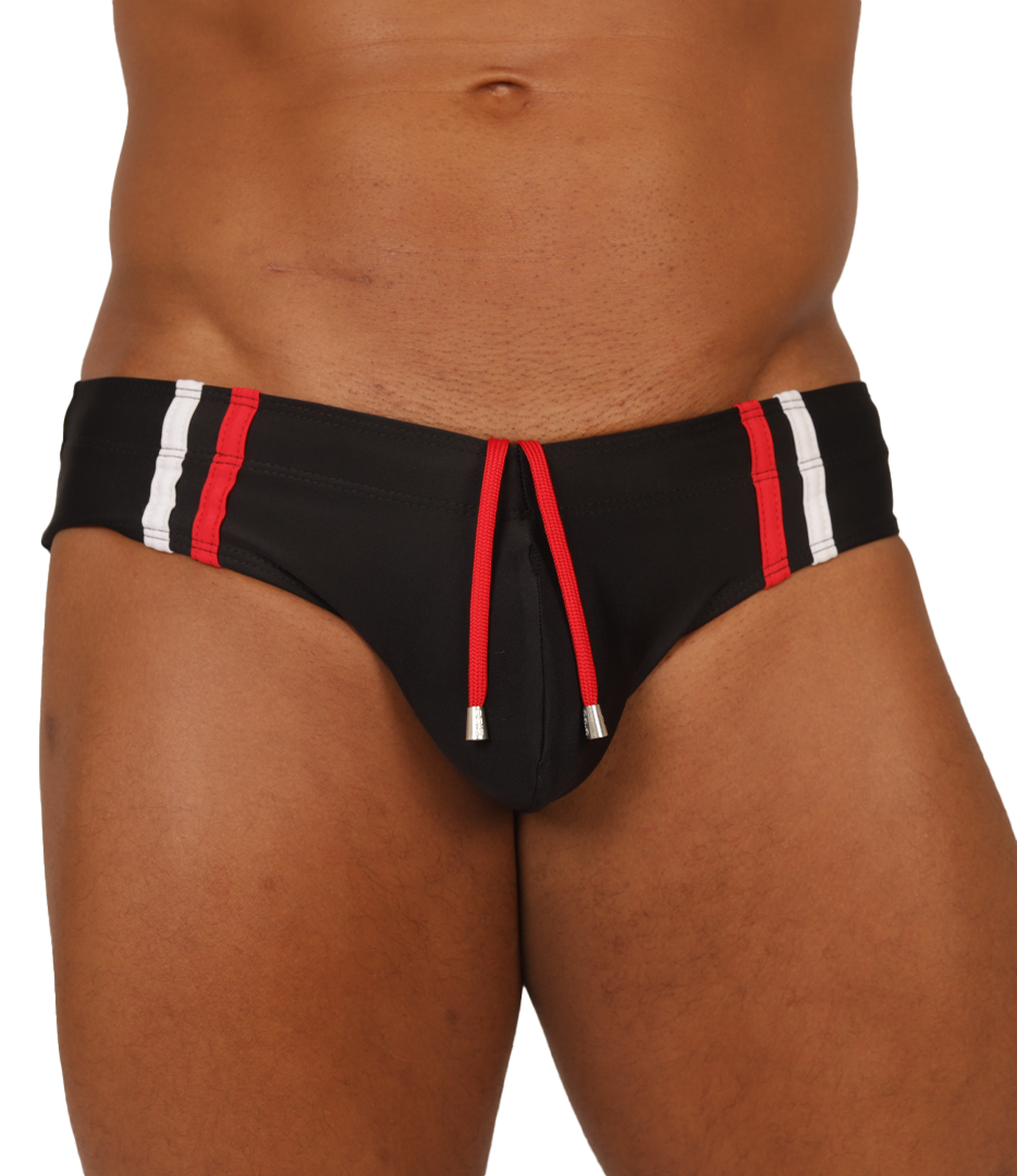 NICE BLACK SWIMBRIEF - Bold Men's Brief with Contrasting Waistband