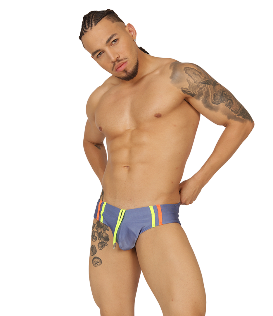 NICE BLUE SWIMBRIEF - Bold Men's Brief with Contrasting Waistband