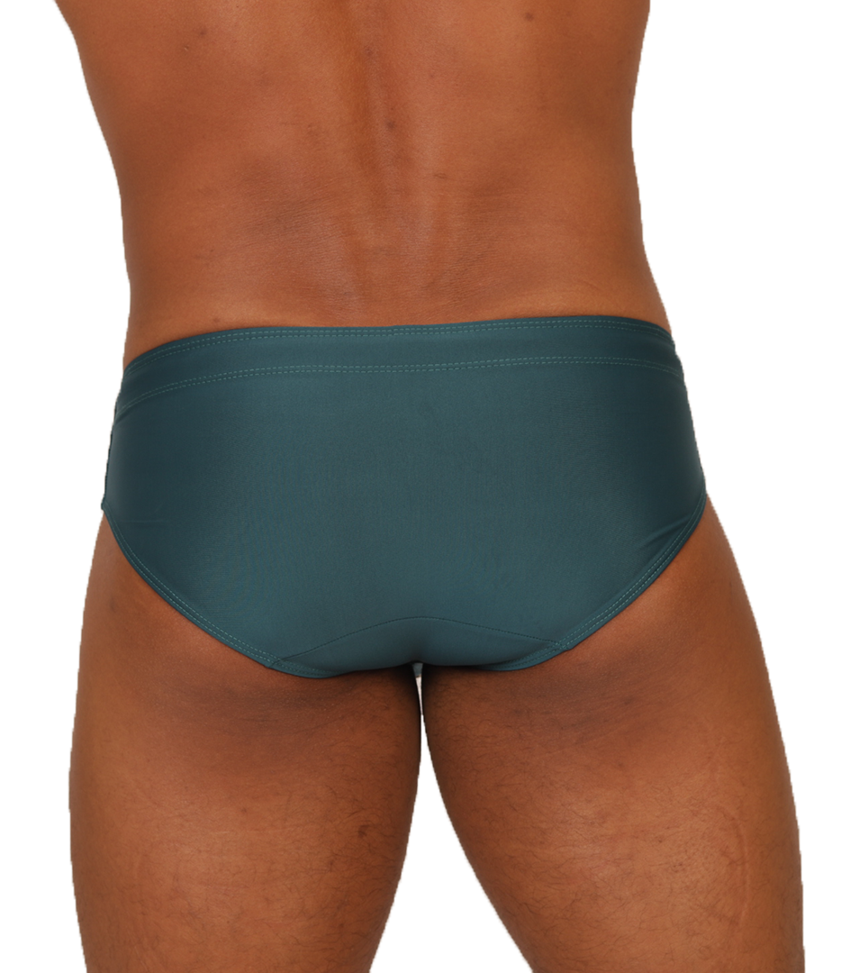 NICE GREEN SWIMBRIEF - Bold Men's Brief with Contrasting Waistband