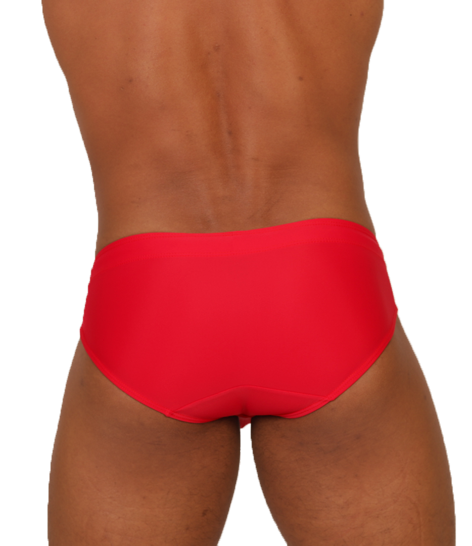NICE RED SWIMBRIEF - Bold Men's Brief with Contrasting Waistband