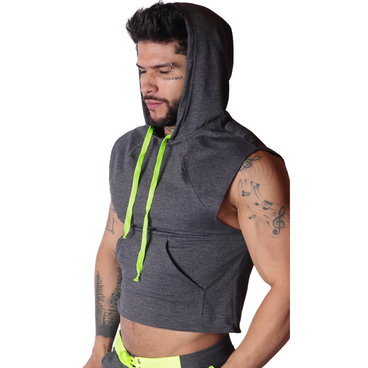 Nafts Gray Hoody T Shirt front view by Gigo Underwear