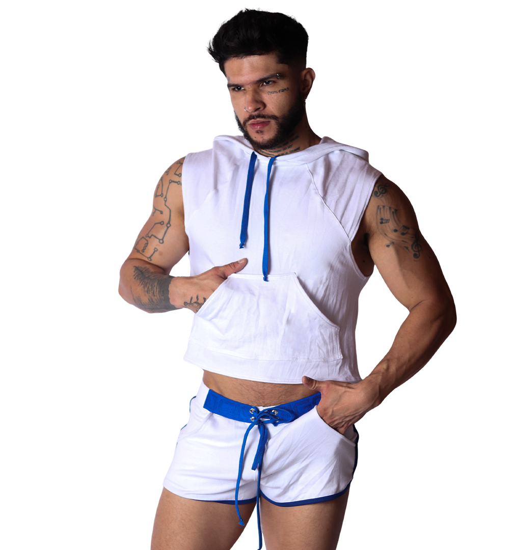 Nafts White Hoody T Shirt on model by Gigo Underwear