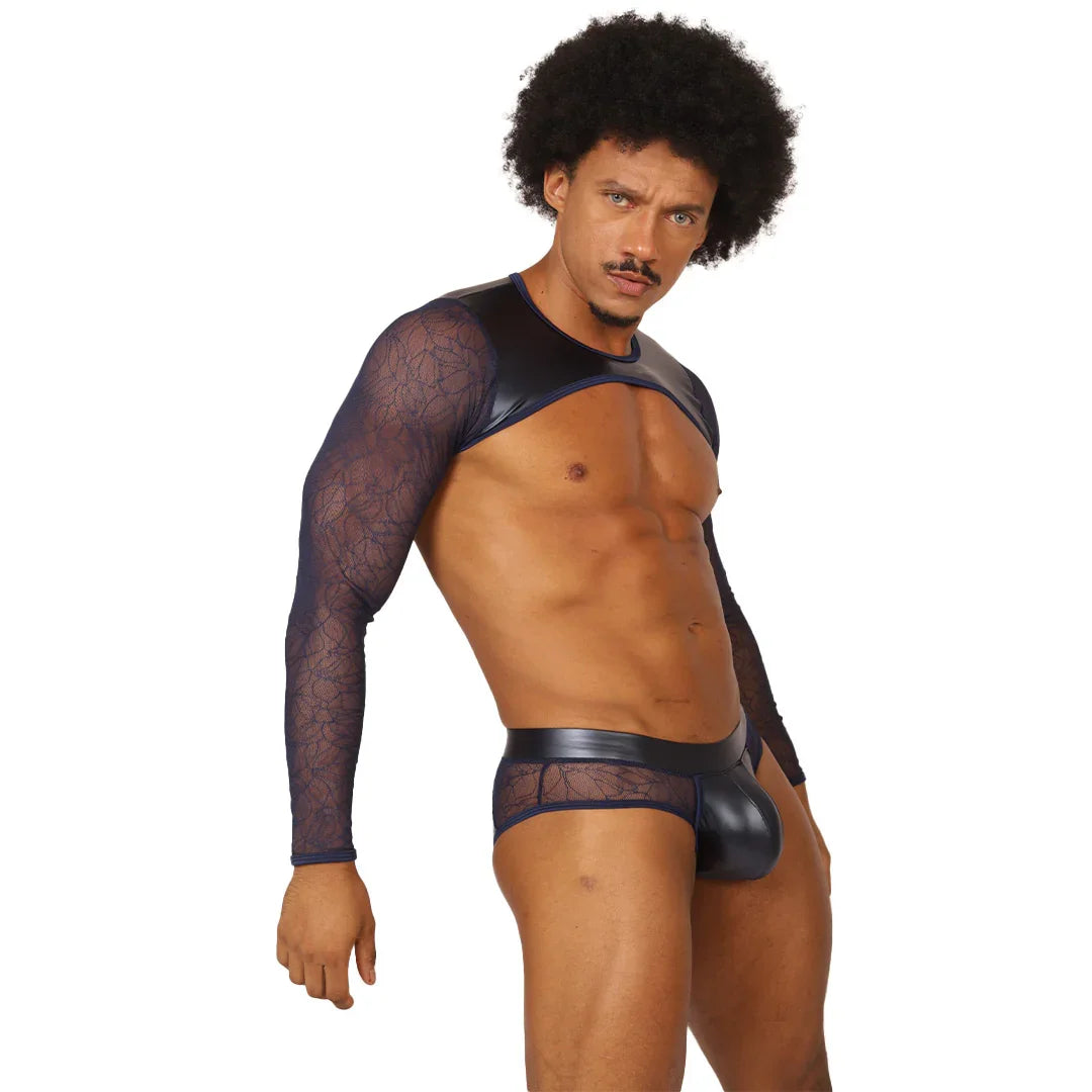 Passione Blue Harness on model by Gigo Underwear