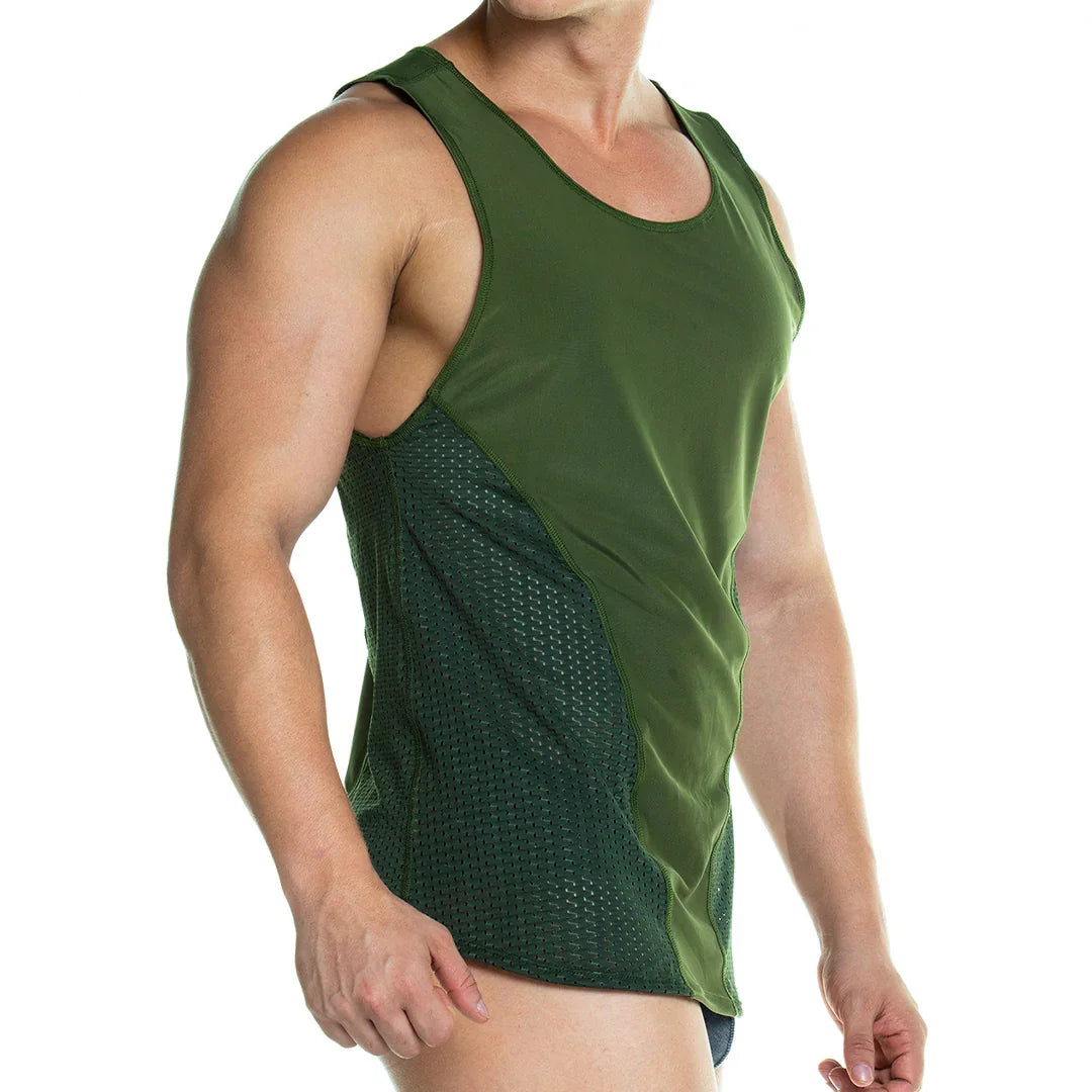 Prudence Green Tank back view by Gigo Underwear