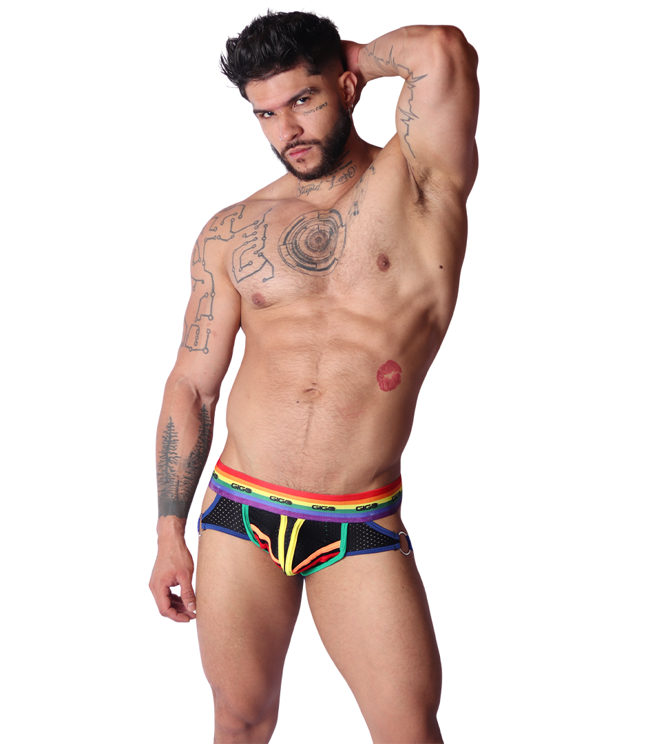 Pride Jockstrap on model by Gigo Underwear