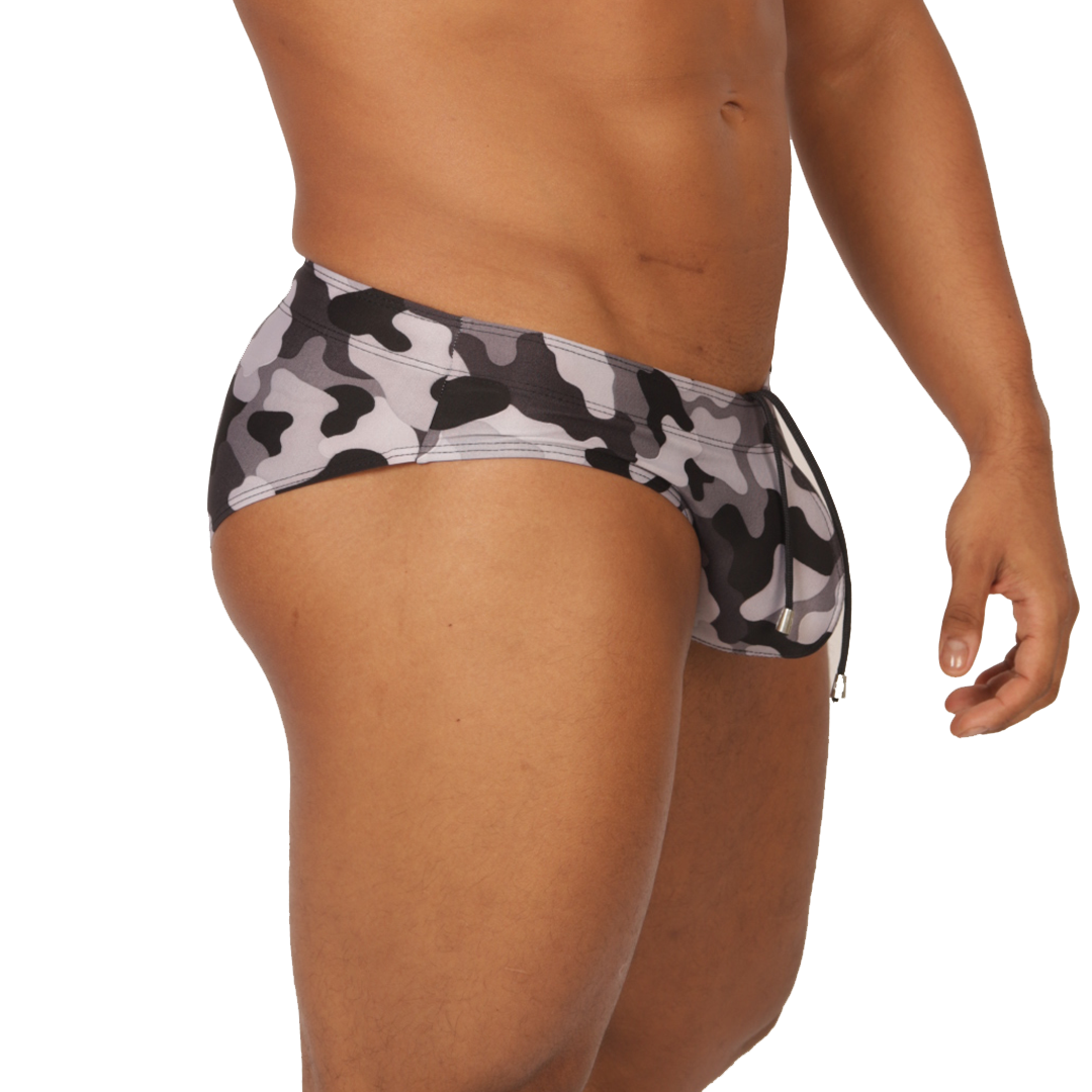 RANK CAMOUFLAGED SWIM BRIEF - Bold Men's Brief with Contrasting Waistband
