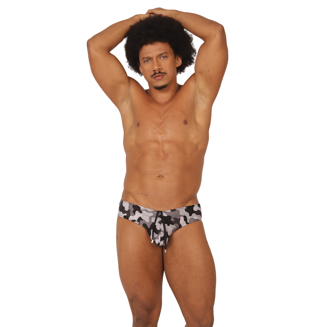 RANK CAMOUFLAGED SWIM BRIEF - Bold Men's Brief with Contrasting Waistband