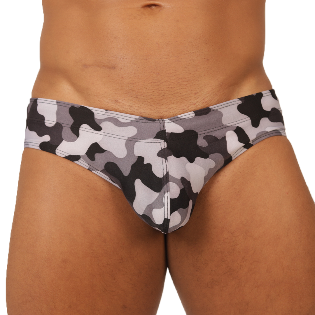 RANK CAMOUFLAGED SWIM BRIEF - Bold Men's Brief with Contrasting Waistband