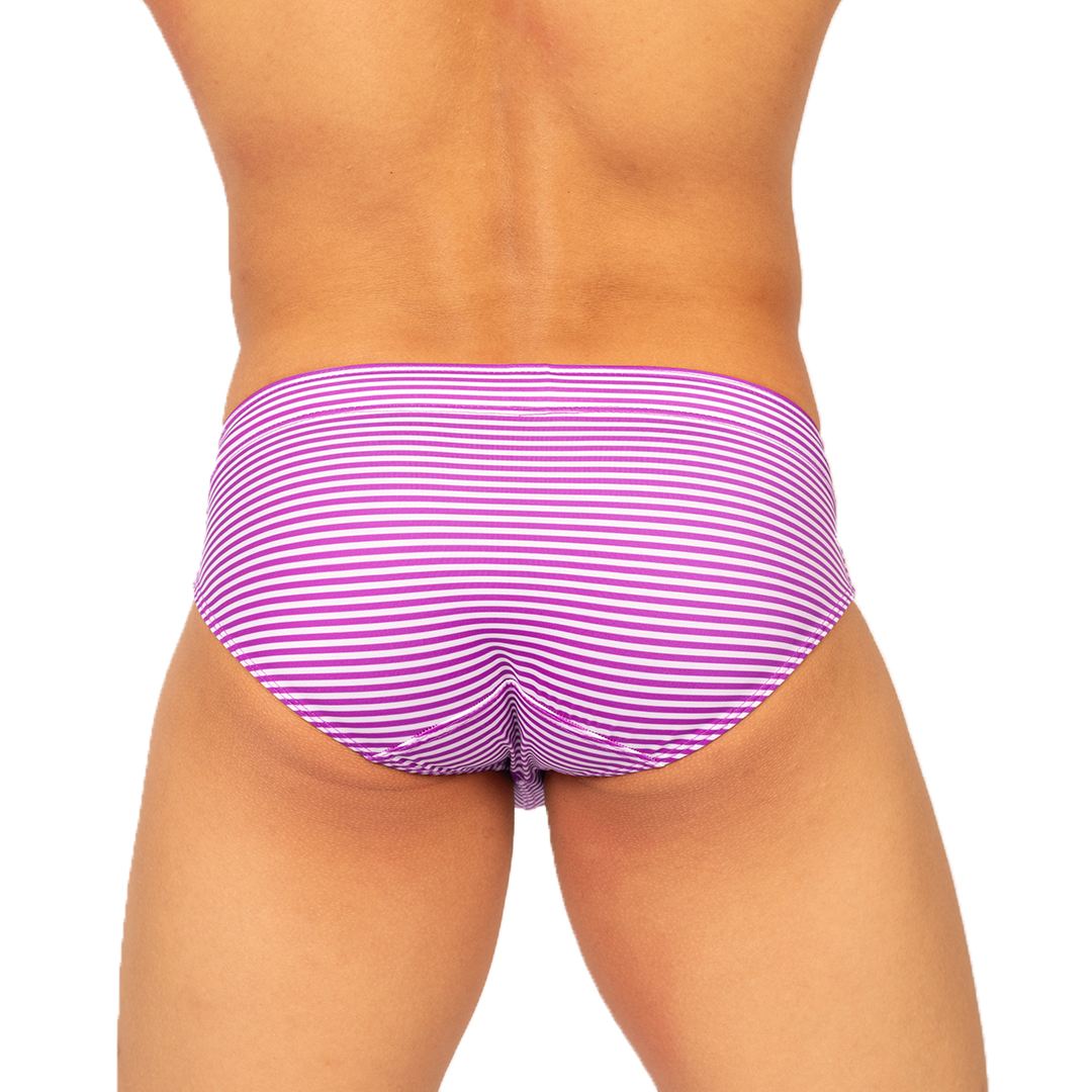 RANK PURPLE SWIM BRIEF - Bold Men's Brief with Contrasting Waistband