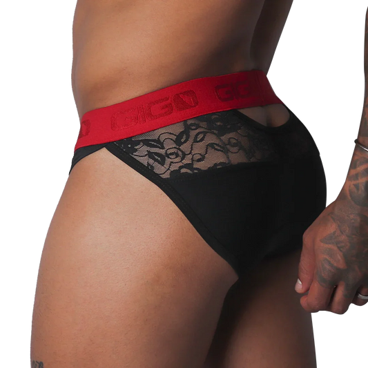 Romantic Black Brief front view by Gigo Underwear