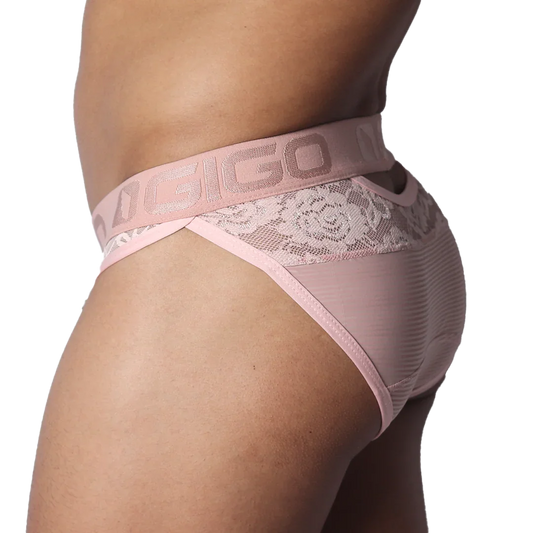 Romantic Pink Brief front view by Gigo Underwear