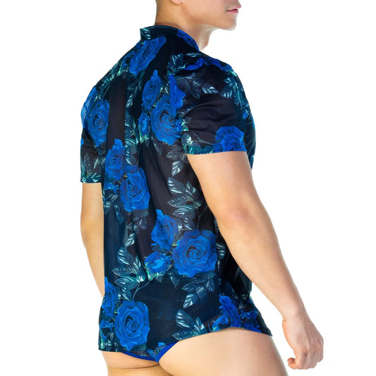 Rose Blue Shirt front view by Gigo Underwear