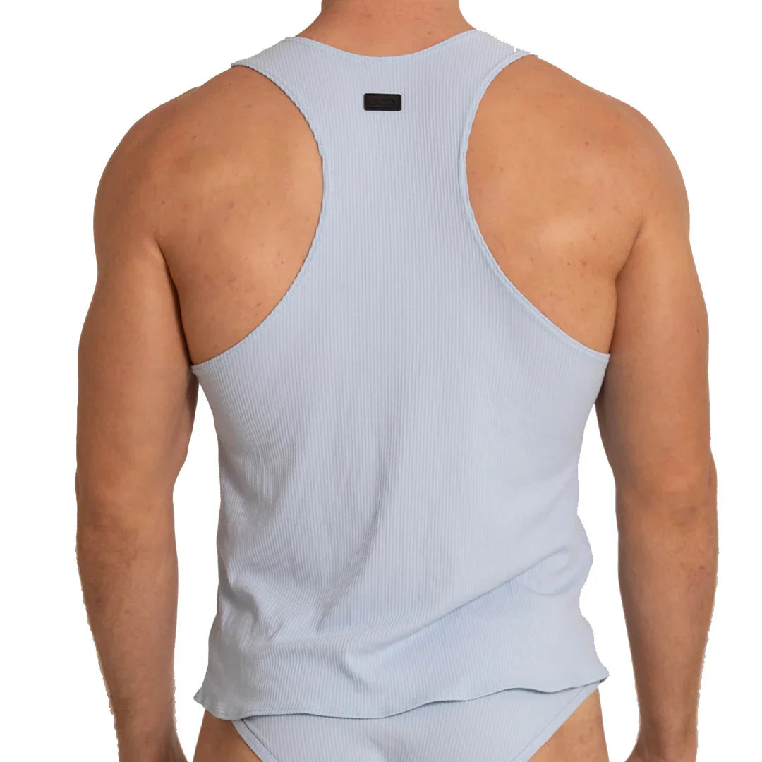 Soft Blue Tank back view by Gigo Underwear