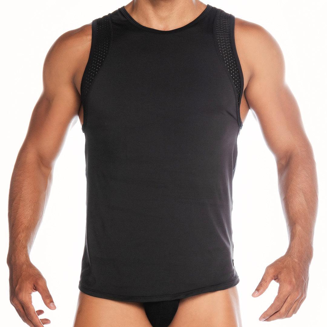STRECH BLACK TANK - Gigo Underwear & MensWear