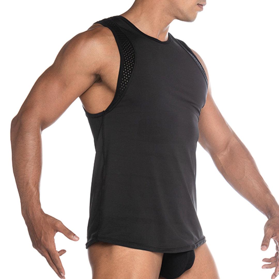 STRECH BLACK TANK - Gigo Underwear & MensWear
