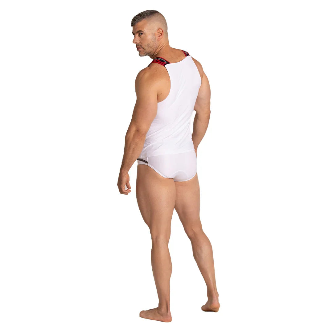 Style White Tank back view by Gigo Underwear