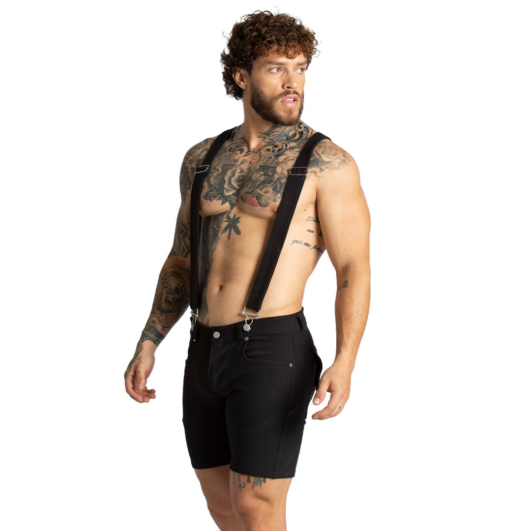 SUSPENDERS BLACK SHORT - Gigo Underwear & MensWear