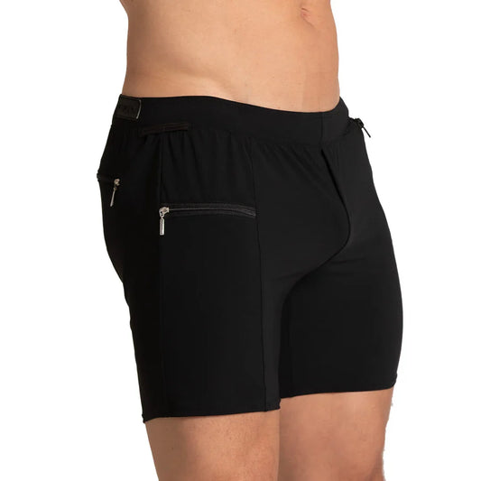 Tennis Black Short front view by Gigo Underwear