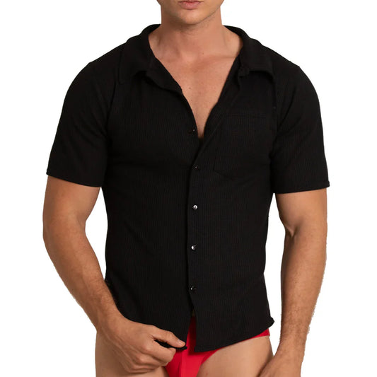 Tissue Black Shirt front view by Gigo Underwear