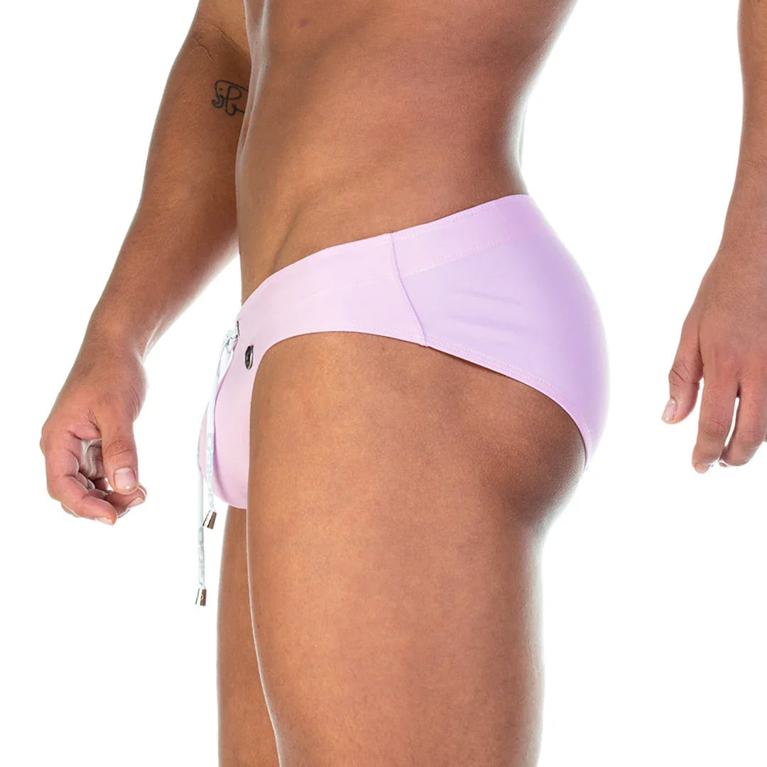 Traditional Pink Swim Brief back view by Gigo Underwear