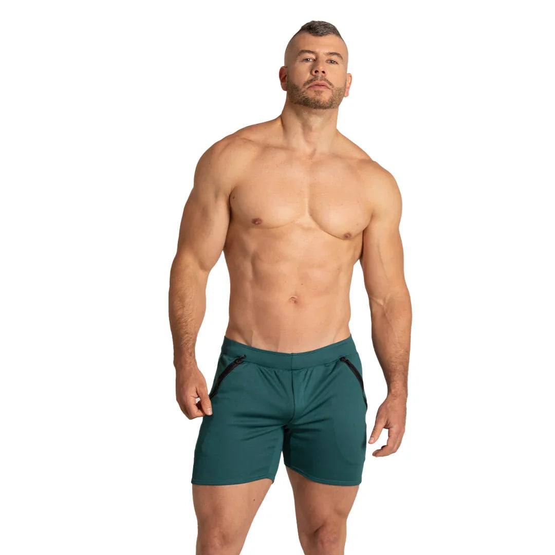 Training Green Short on model by Gigo Underwear