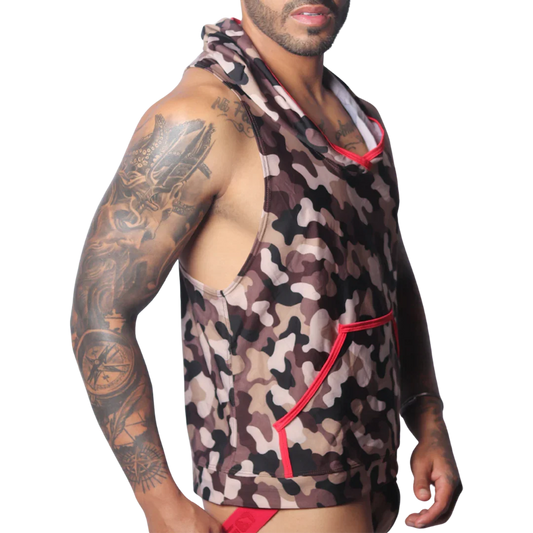 Trend Red Hoody Tshirt front view by Gigo Underwear