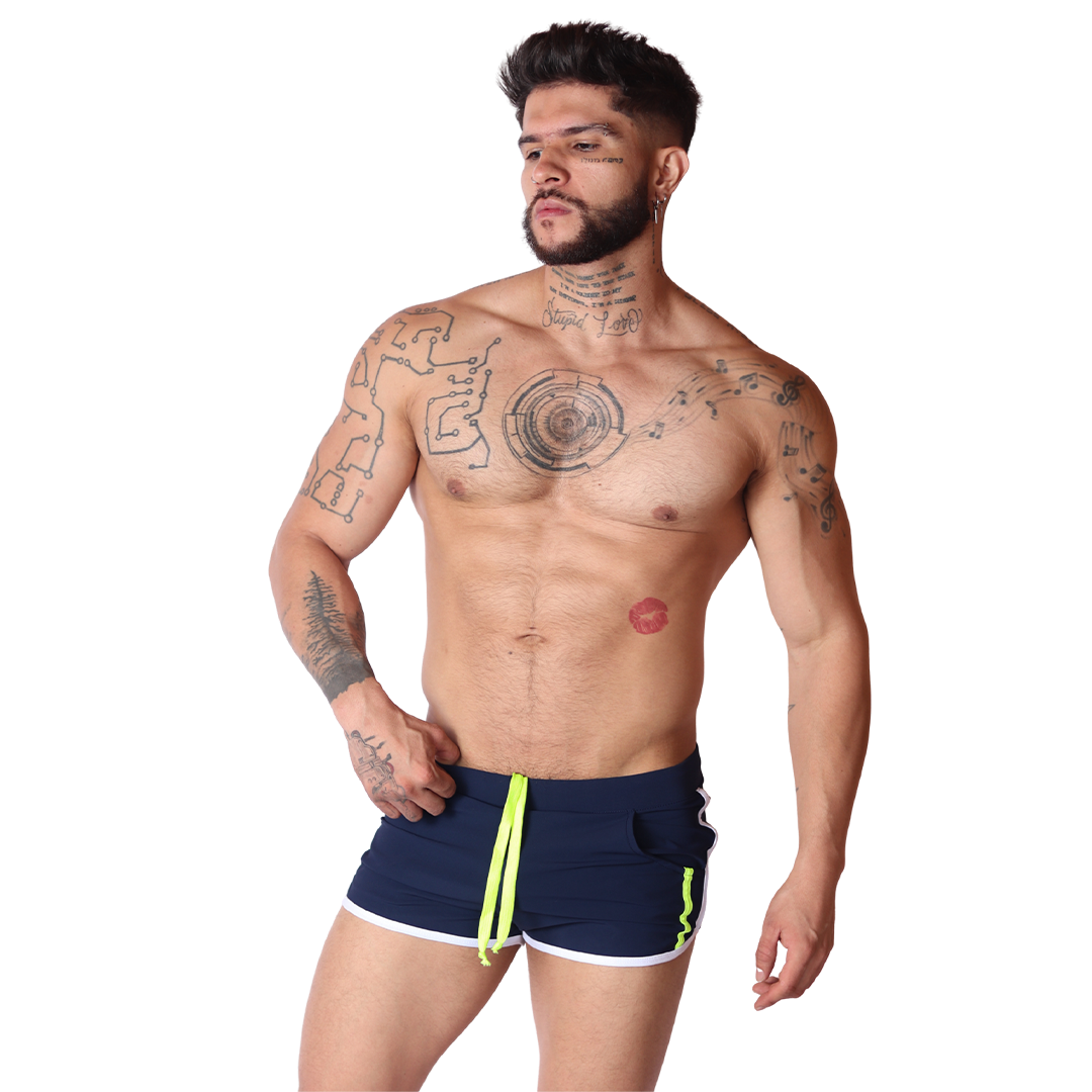 Typerhot Blue Shorts on model by Gigo Underwear
