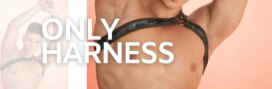 Harness para hombre de Gigo Underwear modelo masculino mostrando diseño estructurado en el pecho