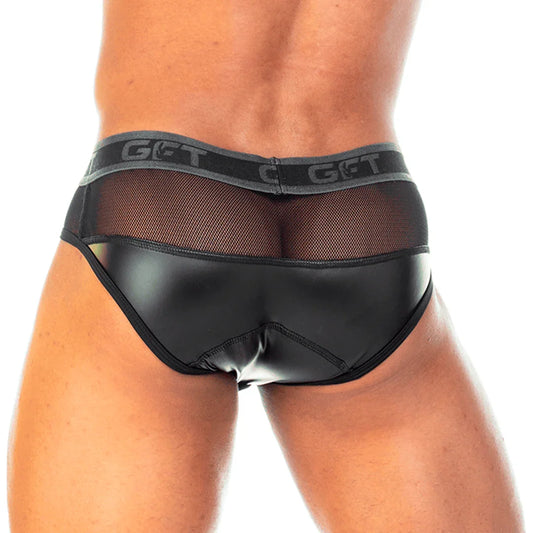 2 Fetiche Black Zipper Brief front view by Gigo Underwear