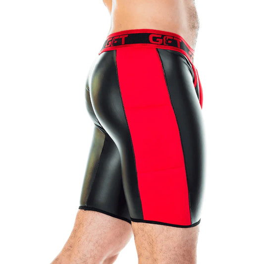 2 Fetiche Red Zipper Trunk Long front view by Gigo Underwear