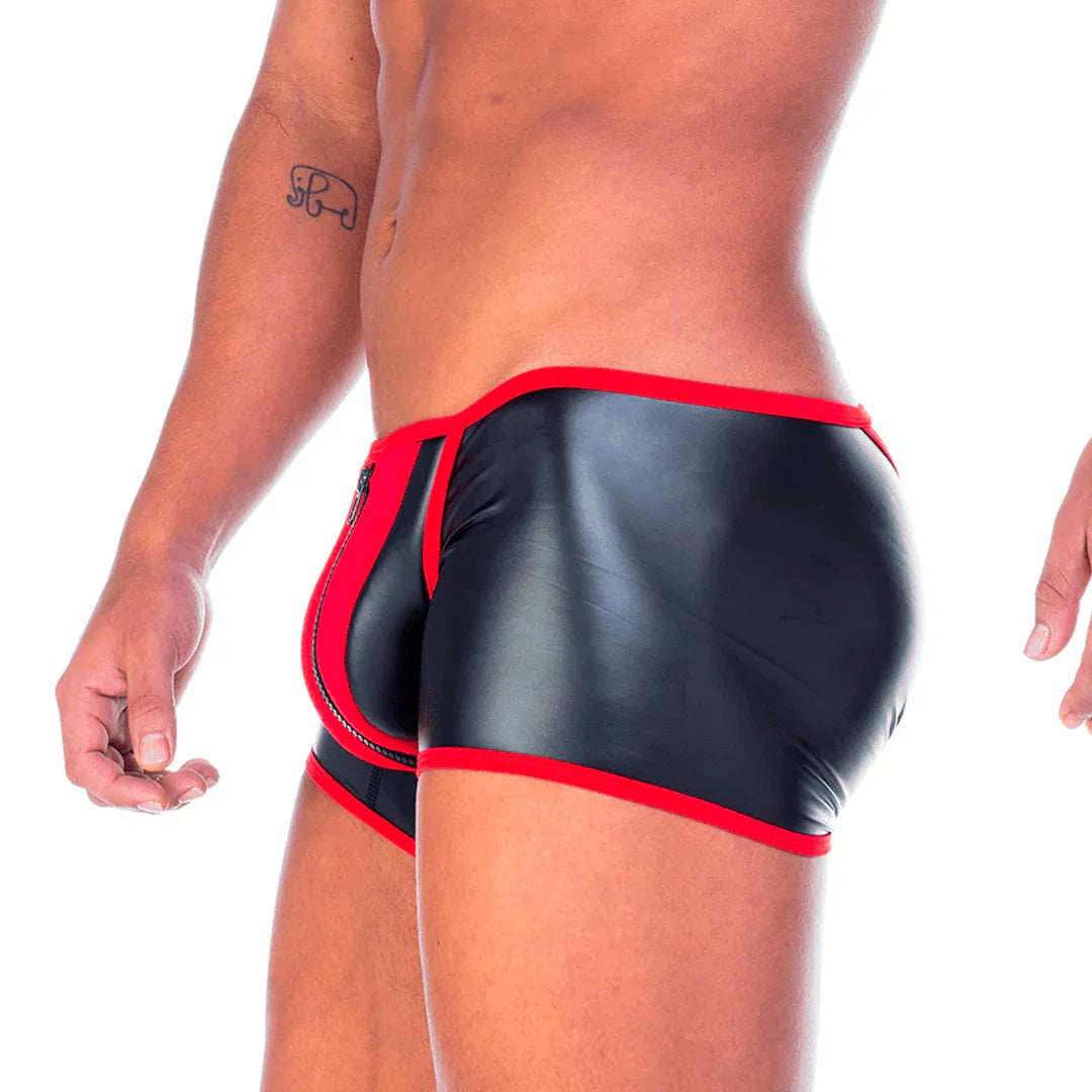 2 Fetiche Red Zipper Trunk front view by Gigo Underwear