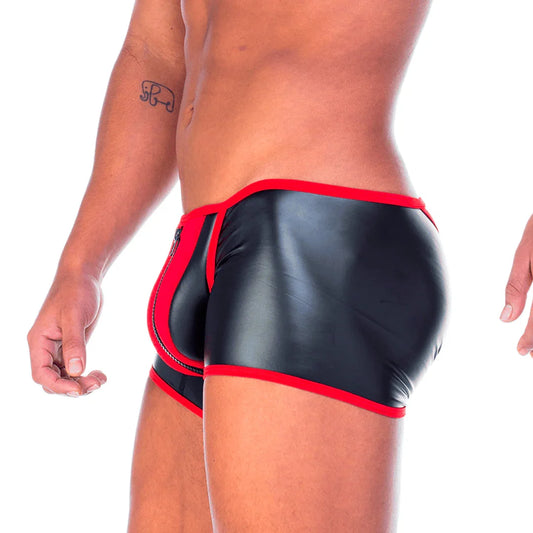 2 Fetiche Red Zipper Trunk front view by Gigo Underwear