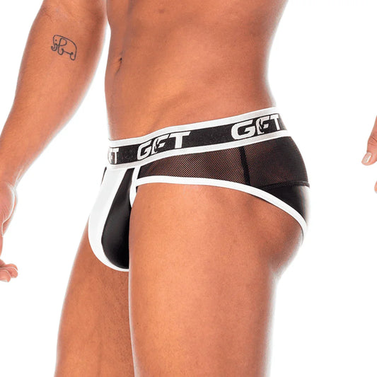 2 Fetiche White Brief front view by Gigo Underwear